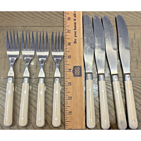 Washington Forge Mardi Gras White Stainles Flatware Silverware Knife Fork MCM WF - Picture 1 of 5